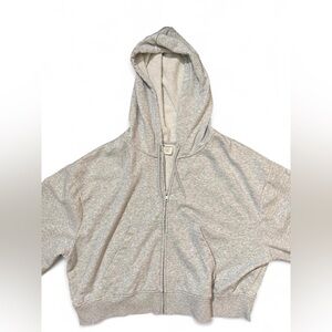No Boundaries Heather Gray Cropped Zip-Up Hoodie